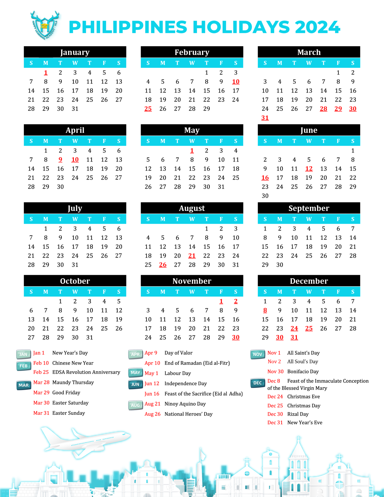 Philippines Holiday Calendar 2024 Happy Learning Academy